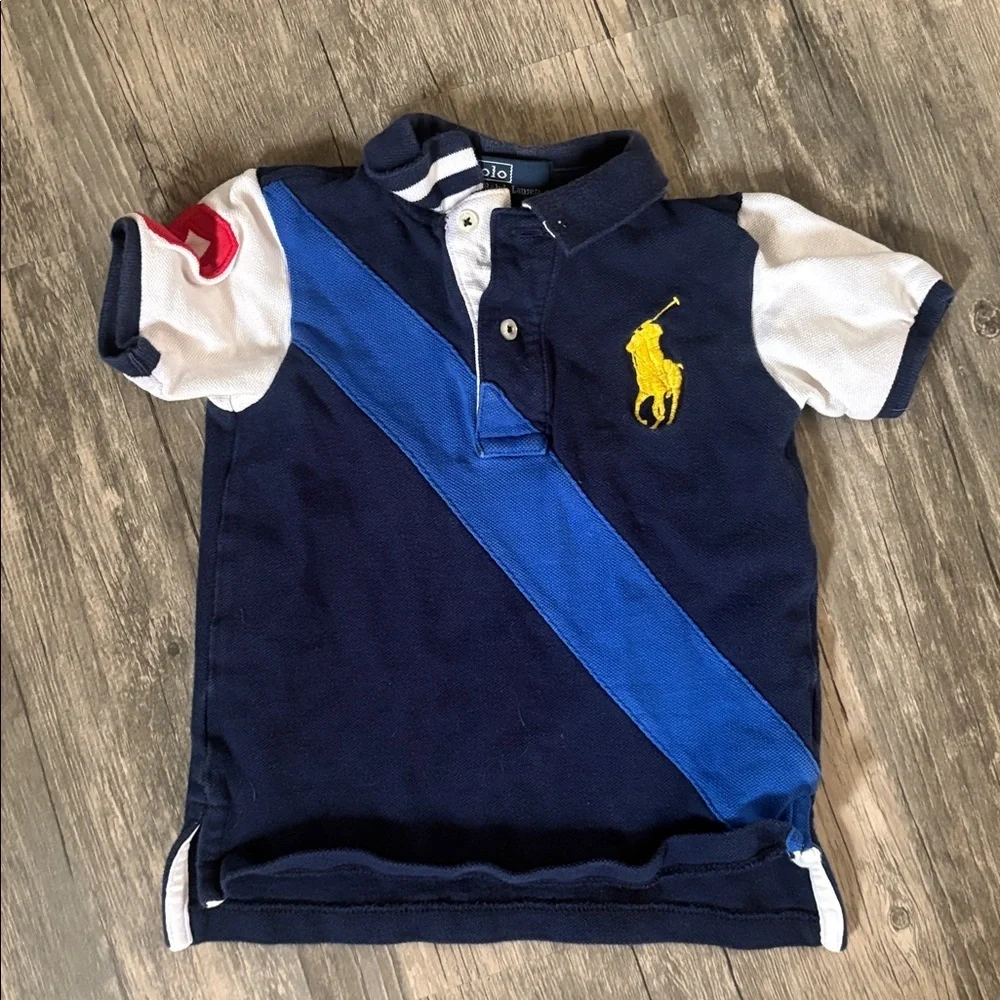 Vintage kids POLO BY RALPH LAUREN KNIT NAVY AND BLUE TOP size 24 months